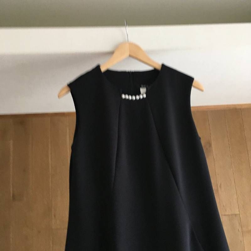 美品 ルネ Rene basic ワンピース ひざ丈 ノースリーブ パール
