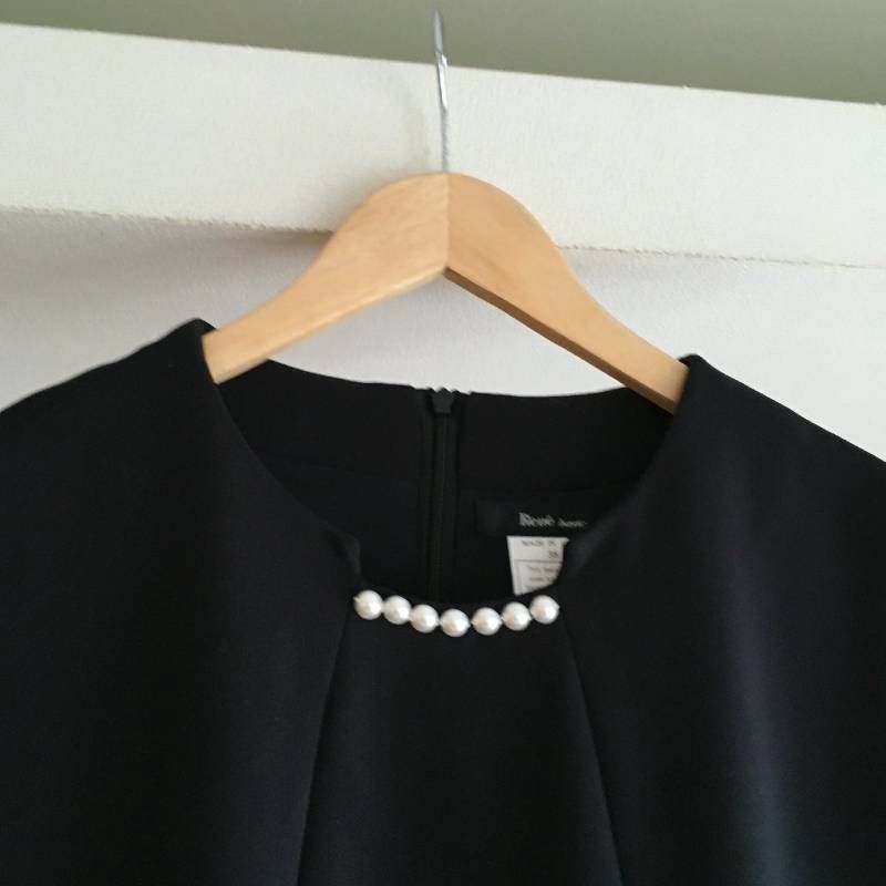 美品 ルネ Rene basic ワンピース ひざ丈 ノースリーブ パール