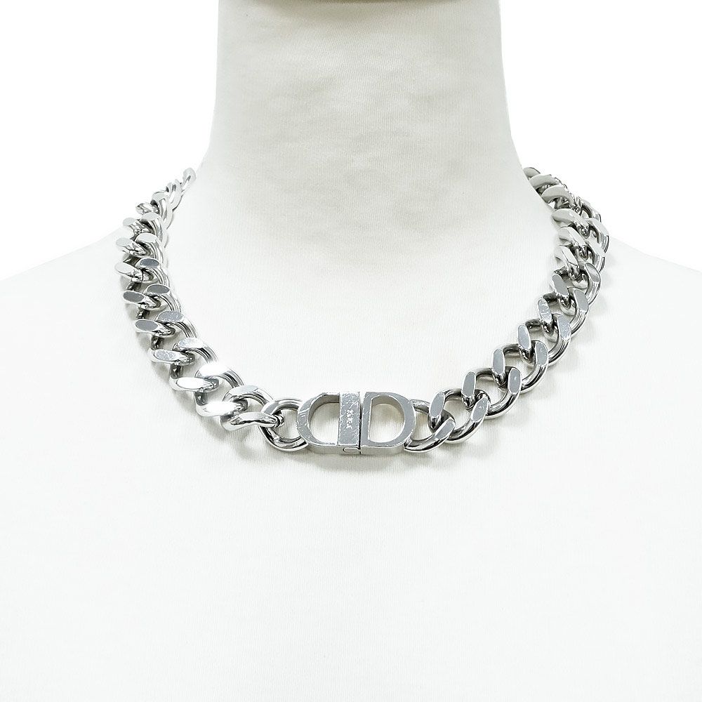 クリスチャンディオール N1097HOMMT CD Icon アイコン チェーンリンク シルバー ネックレス チョーカー Christian Dior（中古） クリスチャンディオール N1097HOMMT CD Icon アイコン チェーンリンク