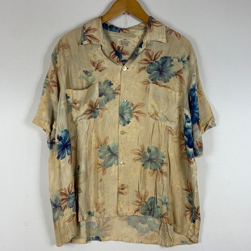 【現状渡し品】 PENNY'S ペニーズ 50's~ OPEN COLLAR ALOHA SHIRT VINTAGE 50年代～ オープンカラー アロハシャツ 半袖 トップス ヴィンテージ 【145-260707-yo-07-tei】