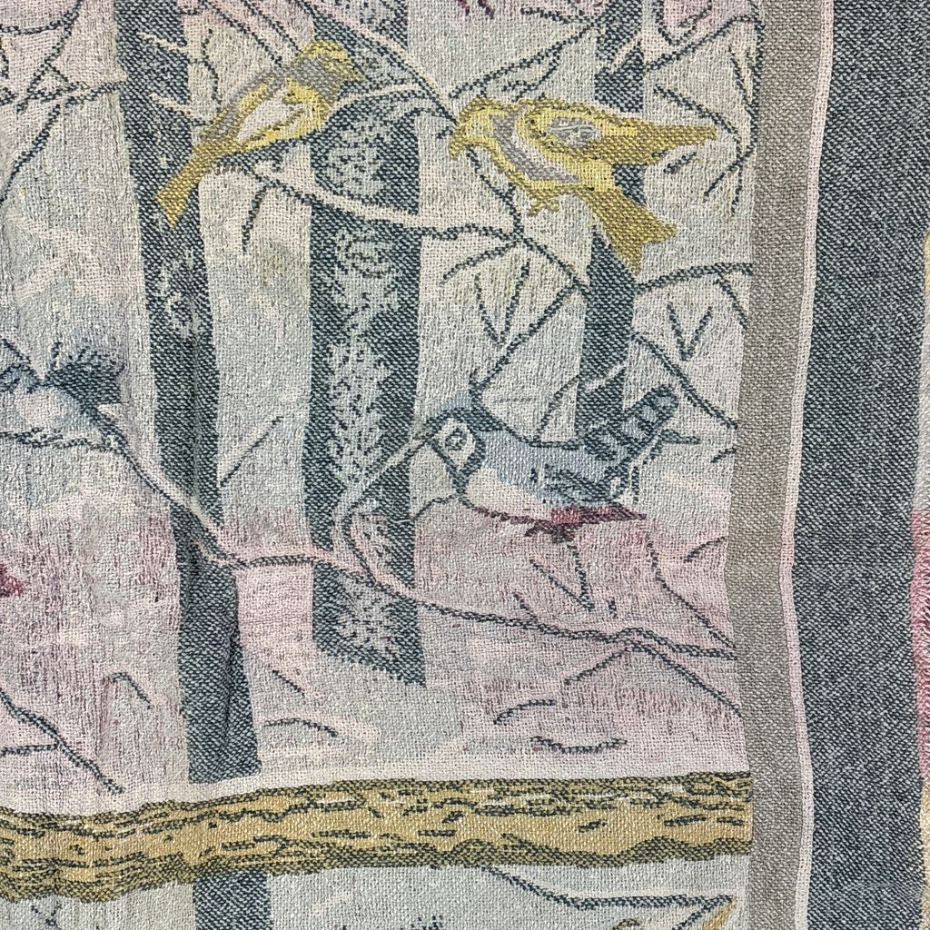 vintageラグ ブランケット マルチカバー タペストリー 小鳥 カラフル