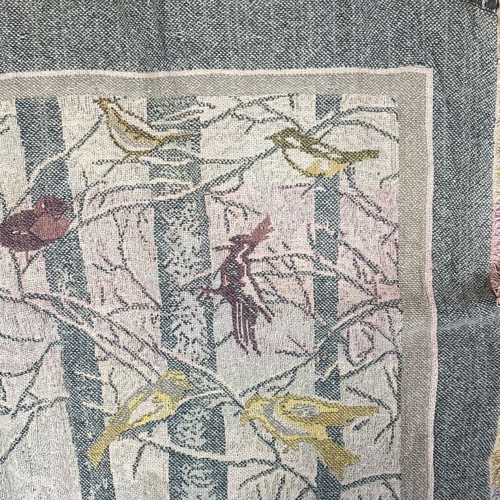 vintageラグ ブランケット マルチカバー タペストリー 小鳥 カラフル