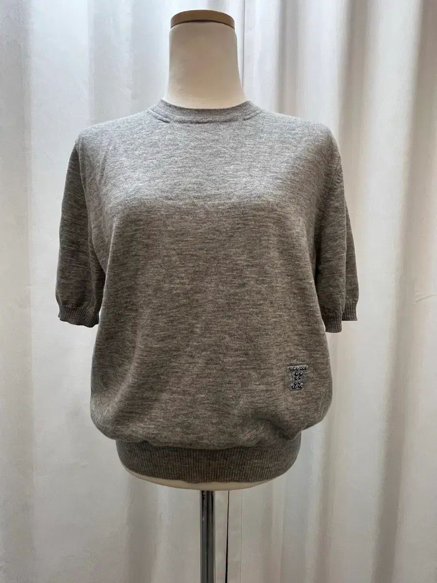 TIME タイム 24年 カシミア ウール 半袖 ニット グレー 85(S) 新品級