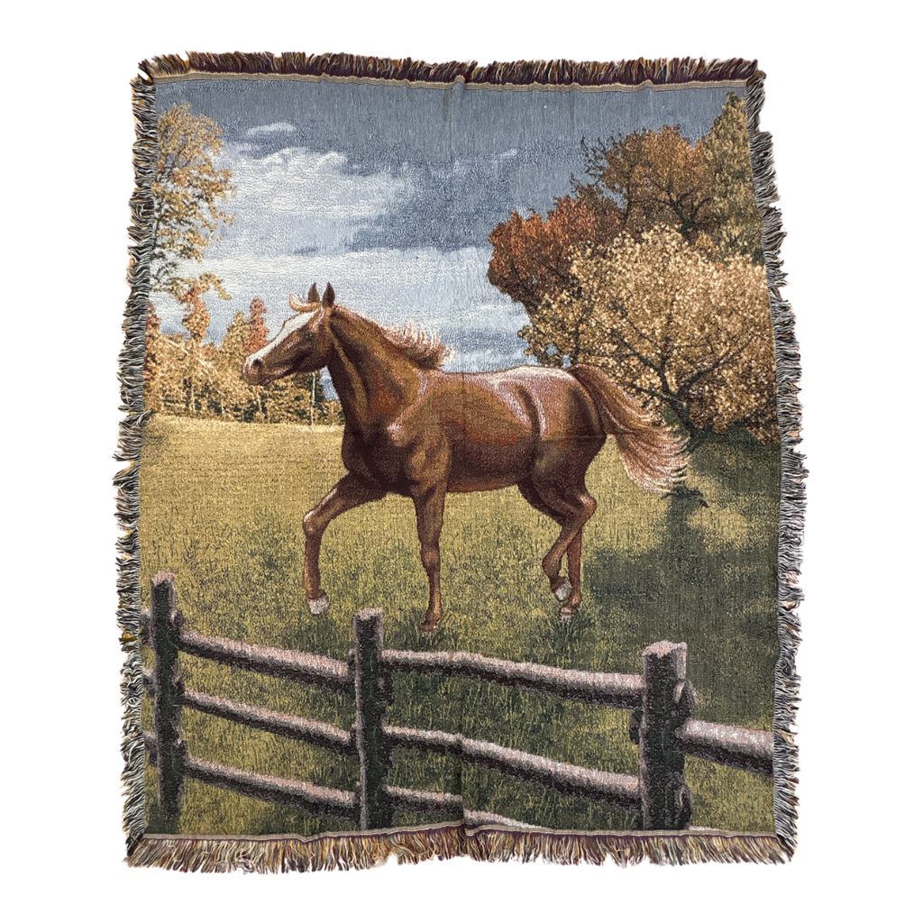 vintageラグ ブランケット マルチカバー タペストリー USA製 馬 ホース