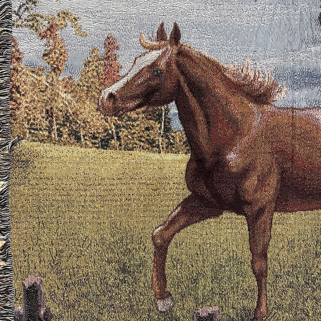 vintageラグ ブランケット マルチカバー タペストリー USA製 馬 ホース