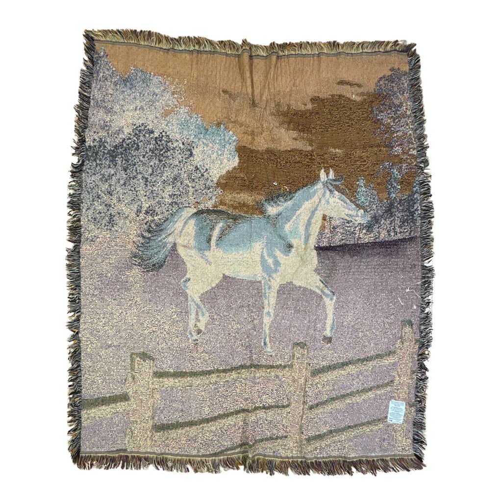 vintageラグ ブランケット マルチカバー タペストリー USA製 馬 ホース
