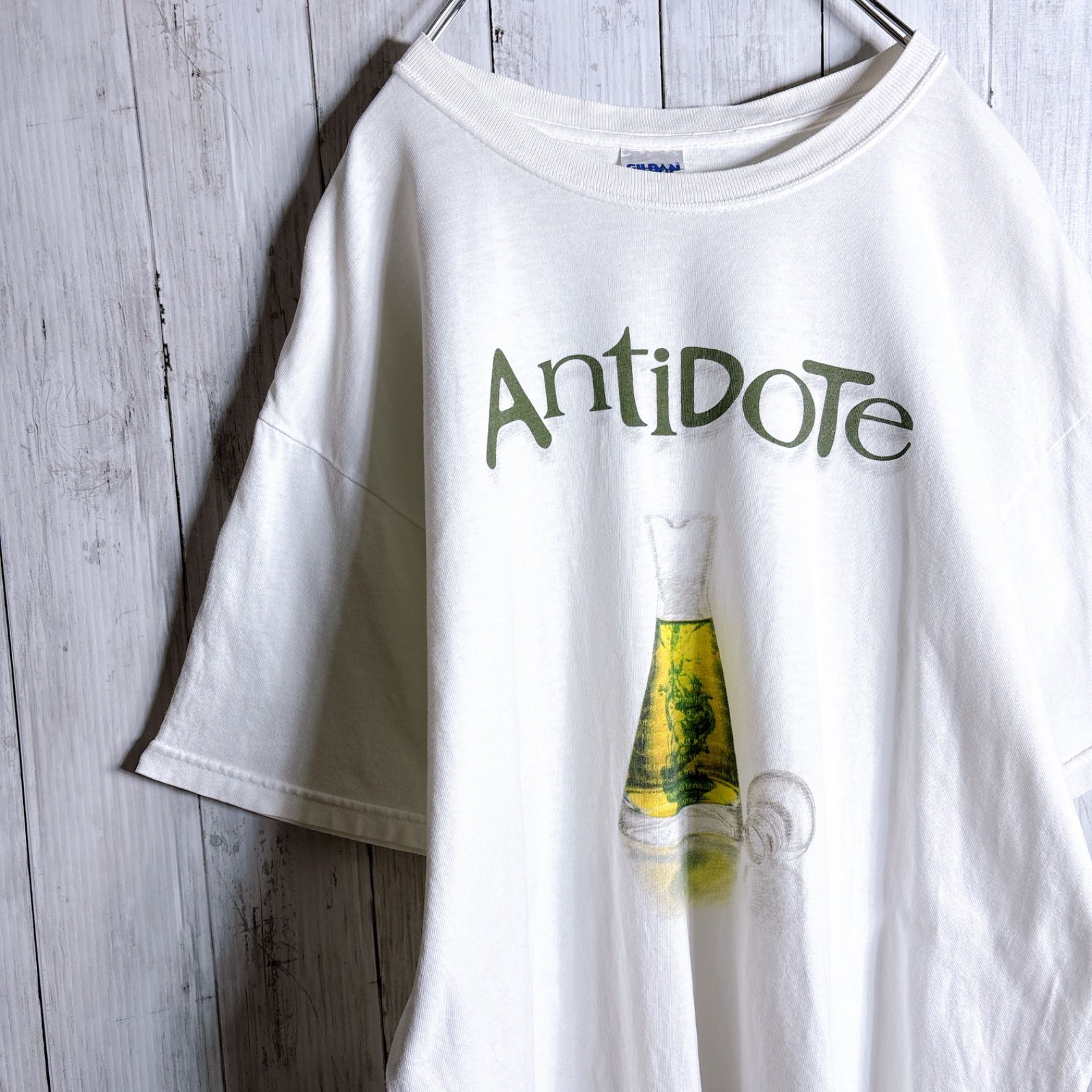【最高デザイン】Antidote T-shirt ボトル ドリンク ロゴ ホワイト 古着 半袖Tシャツ #H2684