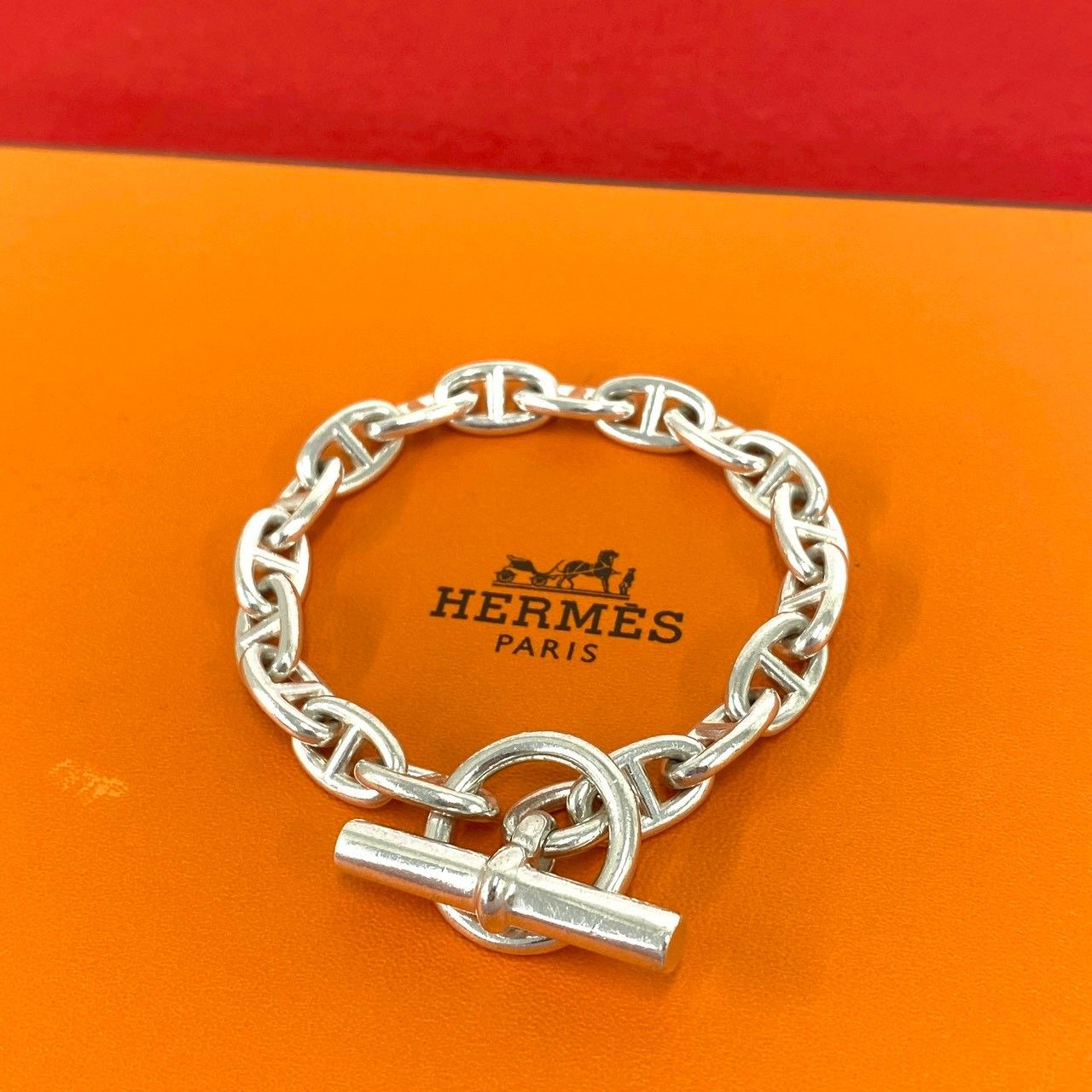 925 シルバー　ブレスレット　エルメス　サンプルモチーフ　JAM 極 美品 HERMES エルメス シェーヌダンクル PM 18コマ ブレスレット