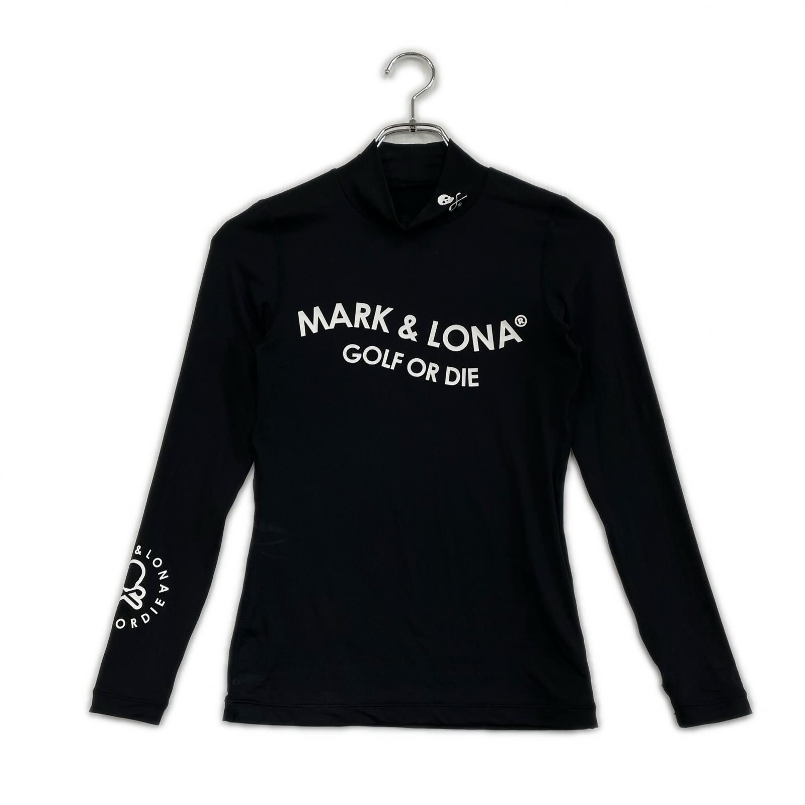 中古 レディース マークアンドロナ MARK&LONA 長袖シャツ 36(S) ブラック 黒 モックネック 長袖インナー ストレッチ 薄手 UVカット 速乾性 通気性