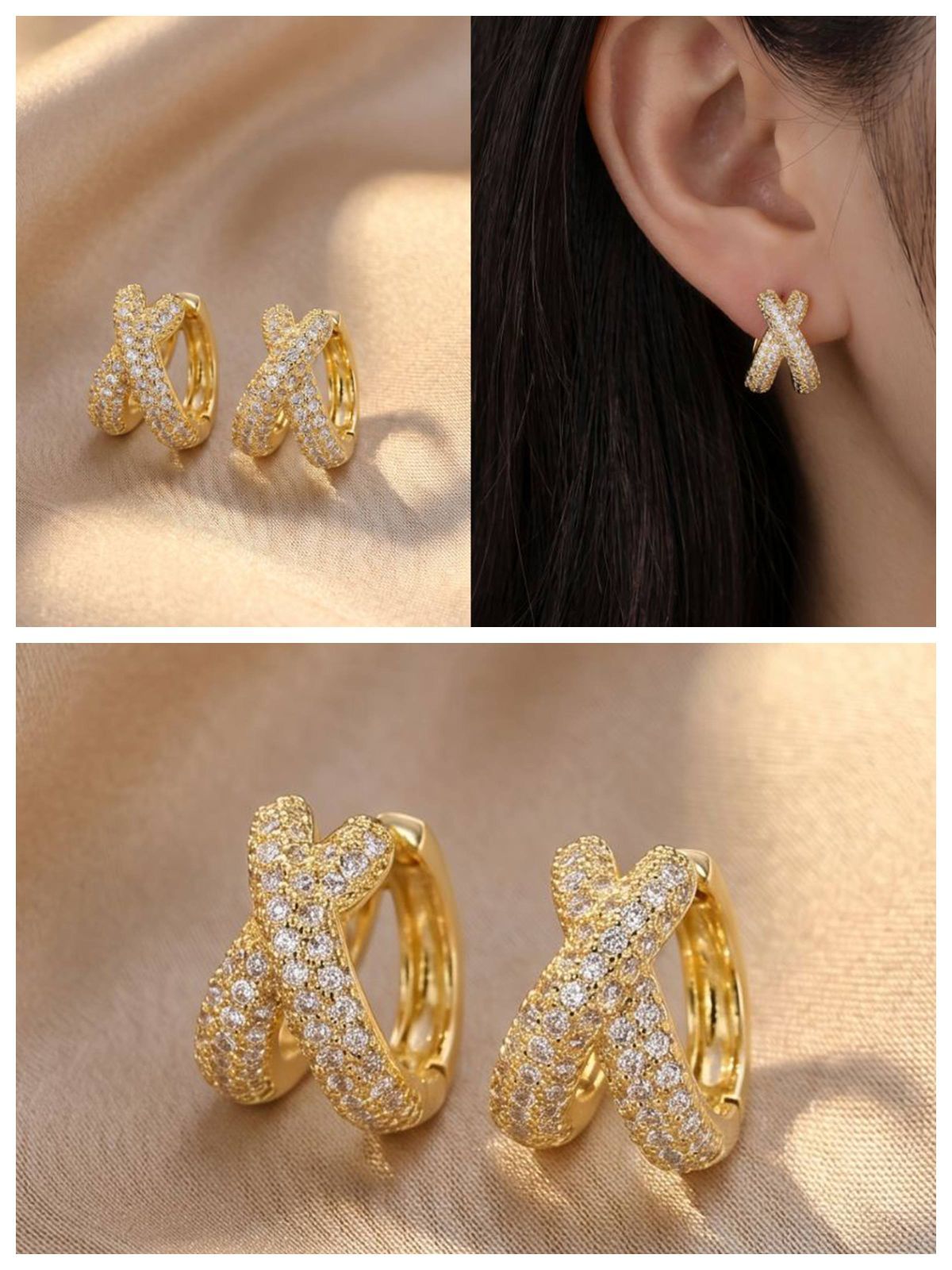 ピアス18K 18K RGP ゴールド ダイヤ CZ リング ピアス gp5770 - メルカリ