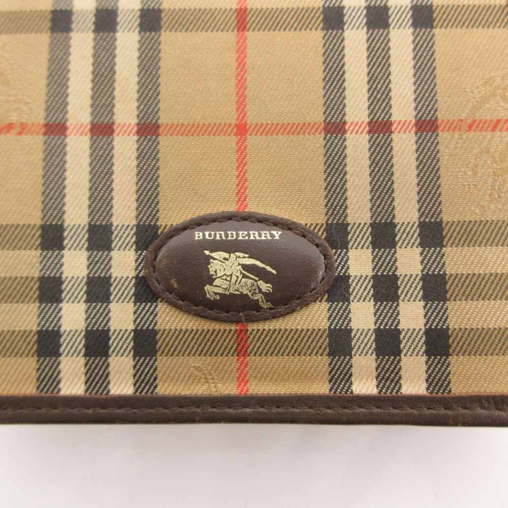 バーバリー BURBERRY 二つ折り財布 ウォレット がま口 ボタン開閉 茶