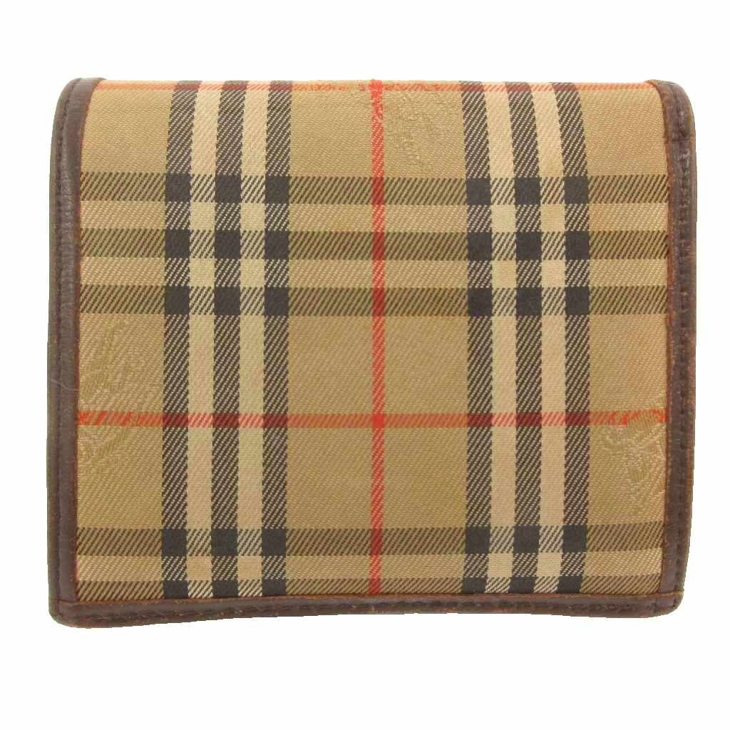 バーバリー BURBERRY 二つ折り財布 ウォレット がま口 ボタン開閉 茶