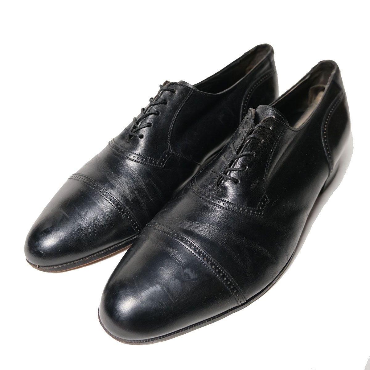 80's フローシャイム Florsheim ストレートチップ レザーシューズ 黒