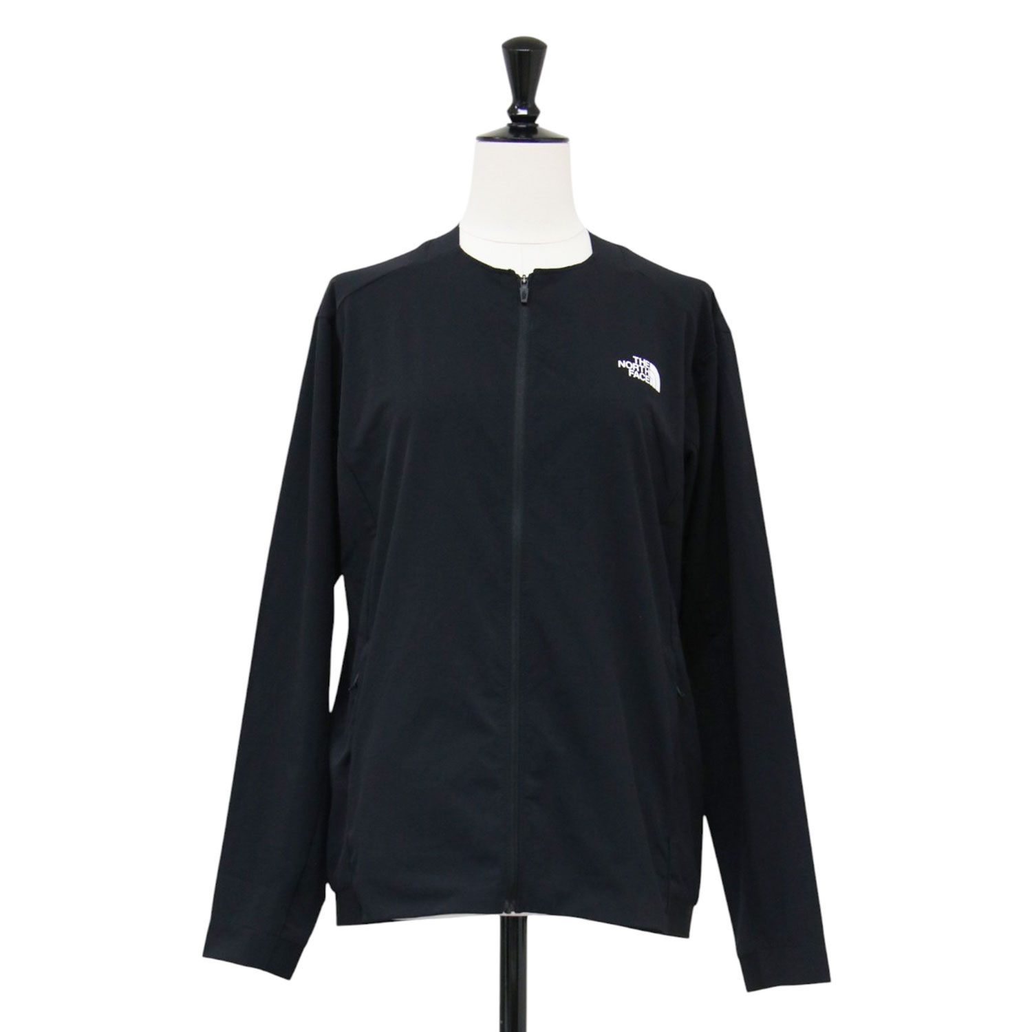 THE NORTH FACE ノースフェイス ブラック 黒 サイズ:M フレキシブル ラウンドネック ジャケット NPW22582 ブルゾン ノーカラー ショート丈 ジップップ ストレッチ ナイロン アウター 上着【レディース】【中古】