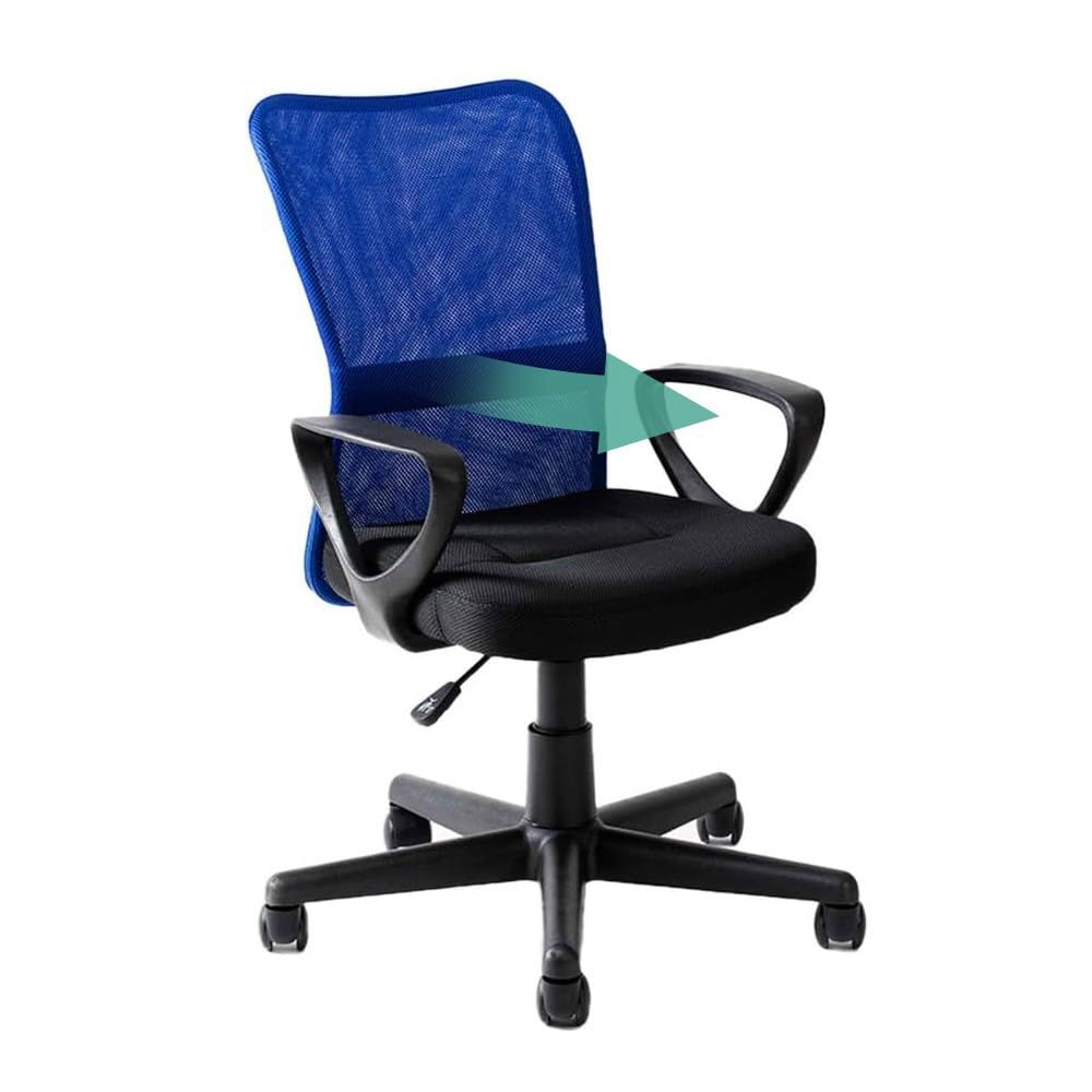 新商品 360度回転 無段階昇降 コンパクト 腰サポートバー クッション性 OFC-M 通気性 メッシュ 肘つき ブルー オフィスチェア アイリスプラザ