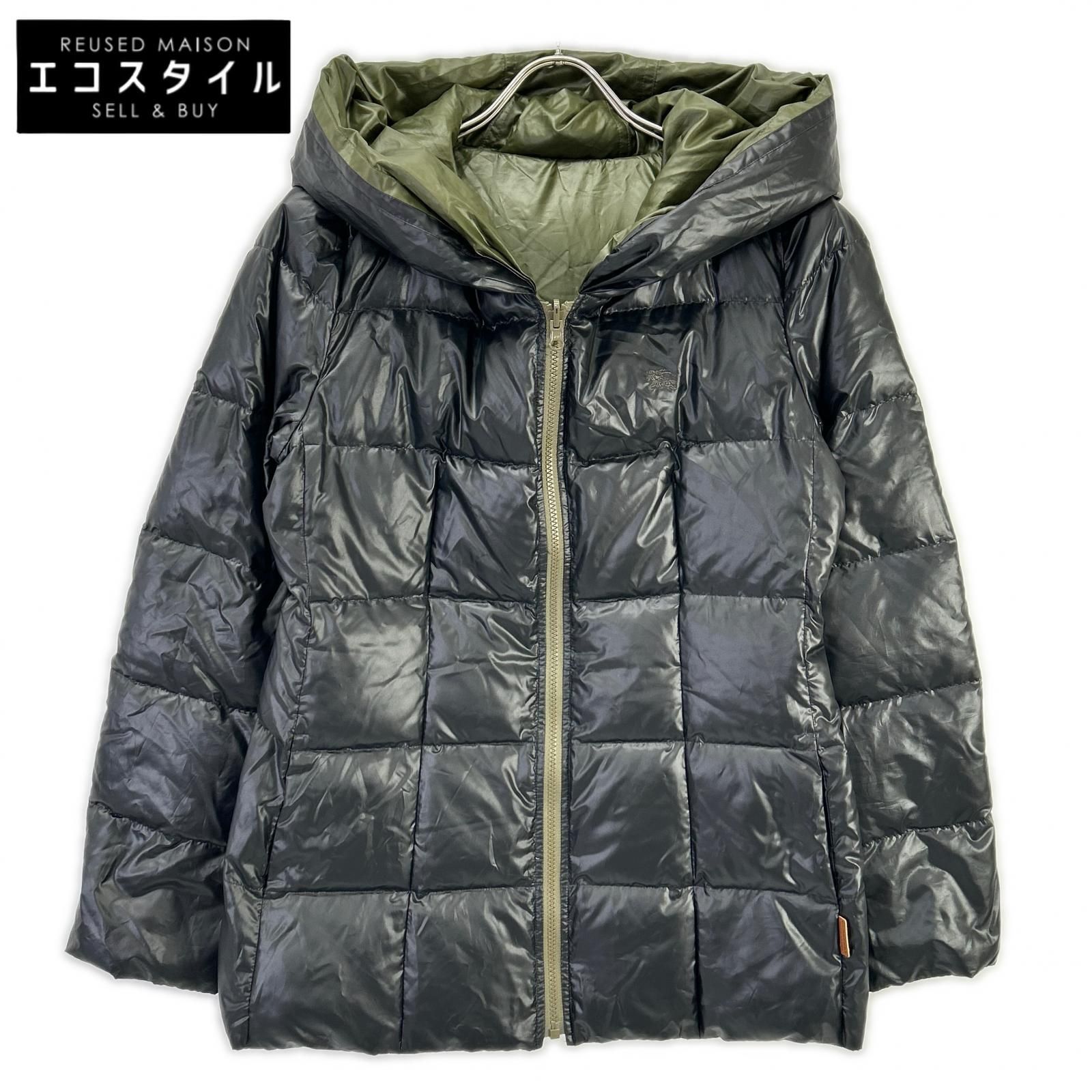 バーバリー　ブルーレーベル　リバーシブルダウンジャケット　カーキ×ブラック　38 Burberry Blue Label バーバリーブルーレーベル E1F07-463-09 ブラック