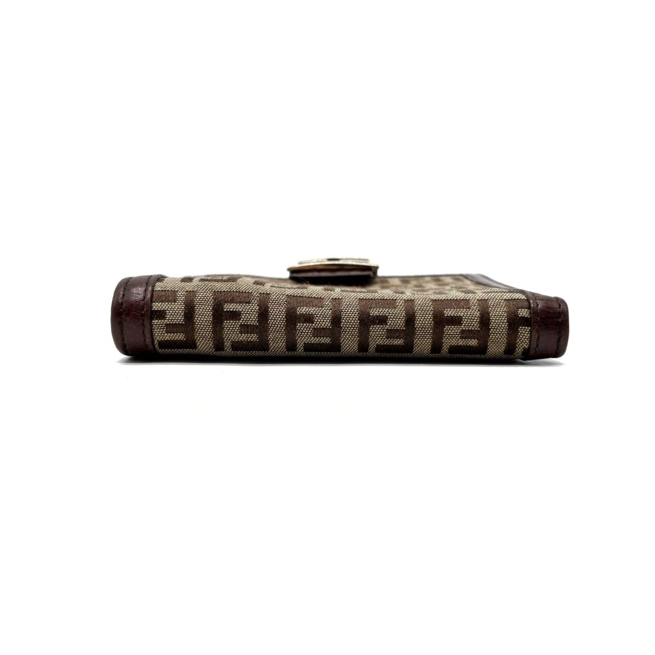 良品】FENDI フェンディ ズッカ柄 FF 二つ折り財布 キャンバス