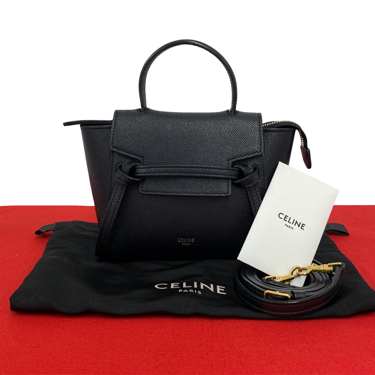 極 美品 袋付き CELINE セリーヌ ベルトバッグ ピコ レザー 本革 2way