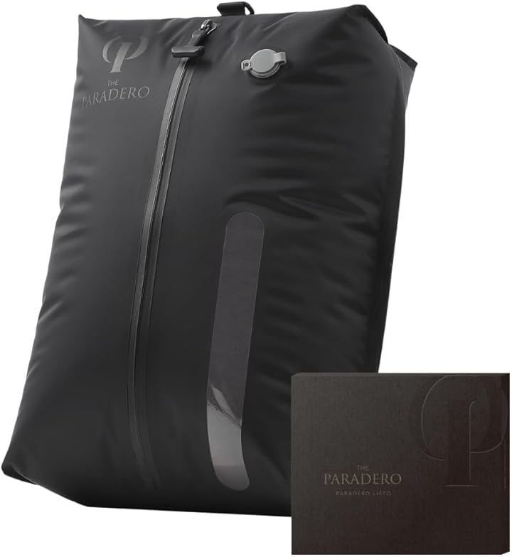 THE PARADERO 圧縮袋 トラベルポーチ 旅行用グッズ 圧縮バッグ厚み50%カット (ブラック, 45x29.5x14)