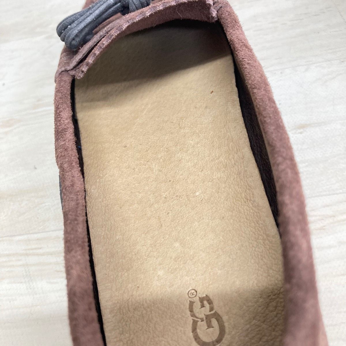 美品 UGG モカシン 23.5cm ブラウン スエード 1006035 リボン フラット