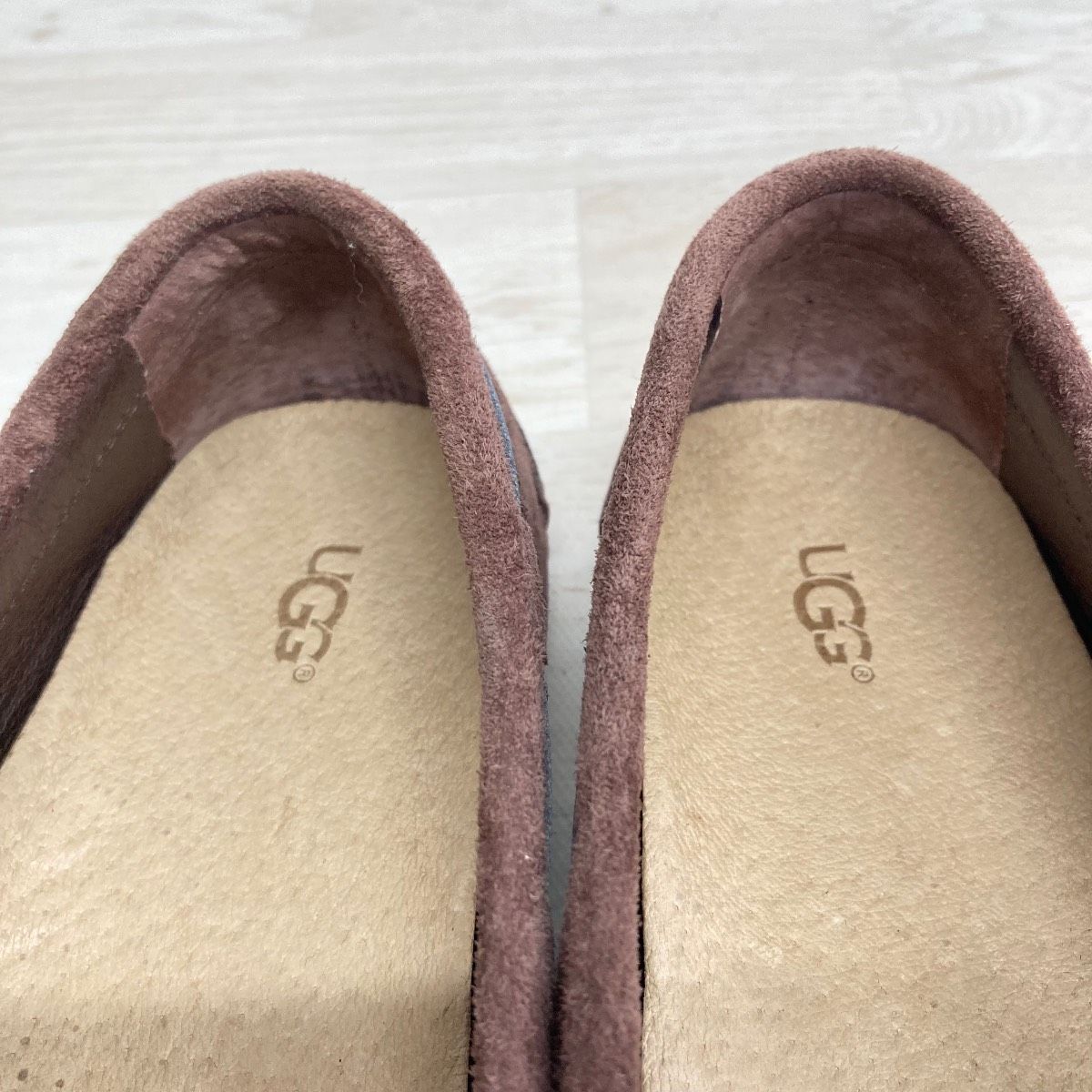 美品 UGG モカシン 23.5cm ブラウン スエード 1006035 リボン フラット