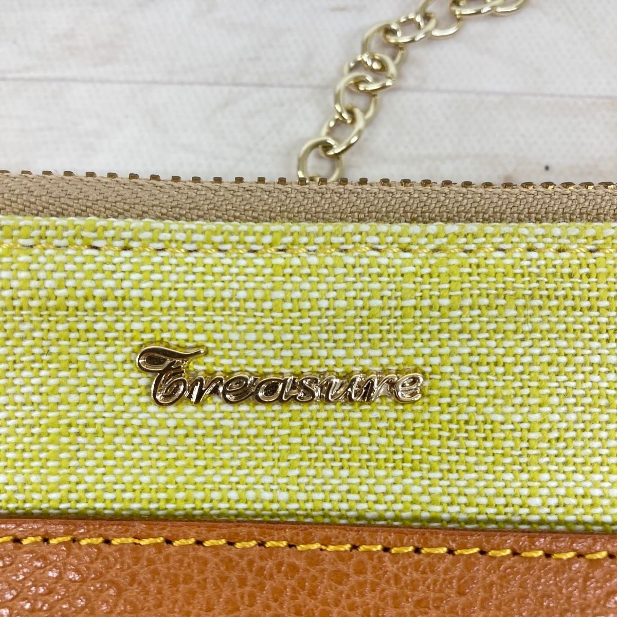 極美品 Treasure チェーン ショルダーバッグ/クラッチバッグ イエロー