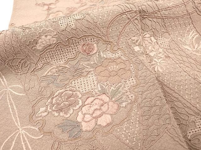 ［6462］訪問着 美品 中国三大刺繍 汕頭刺繍 スワトウ 正絹 着物 袷 逸品 平和屋着物▽中国三大刺繍 スワトウ刺繍 汕頭刺繍 総刺繍 訪問着 几帳