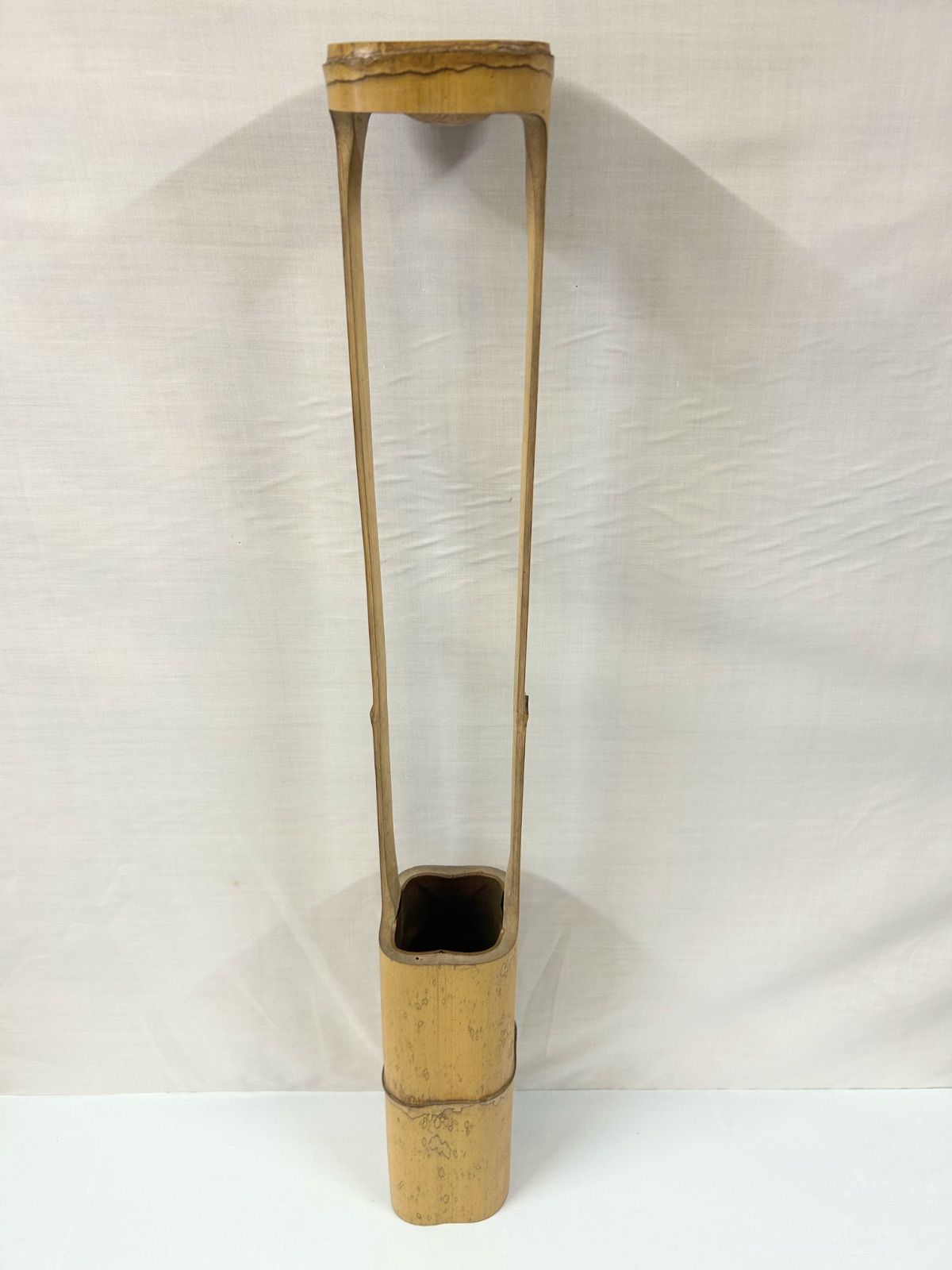 竹製 三重切竹筒花入 掛花入 茶道 花道 〇茶器⁄茶道具 竹花