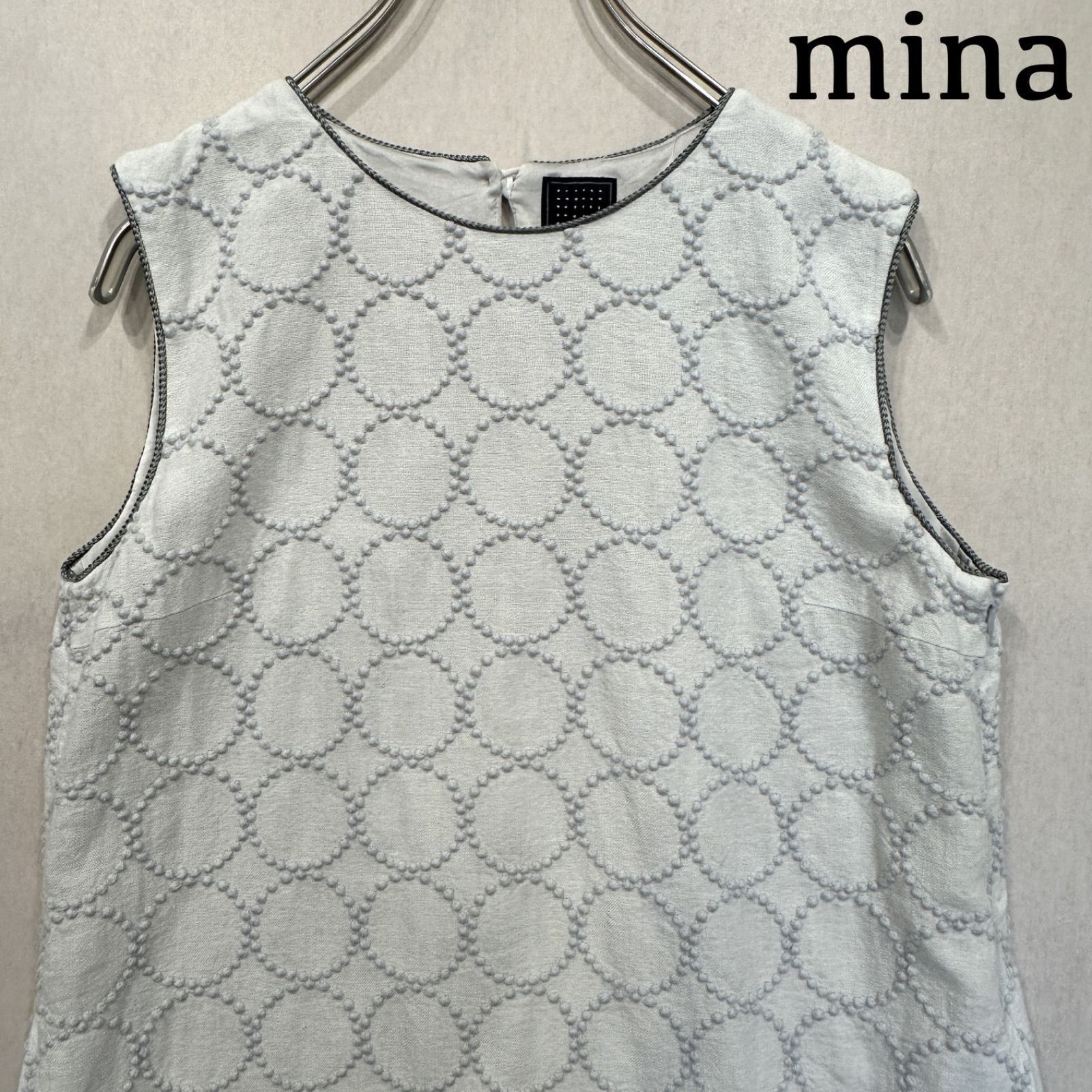 美品】ミナペルホネン mina perhonen tambourine 刺しゅうノースリーブ