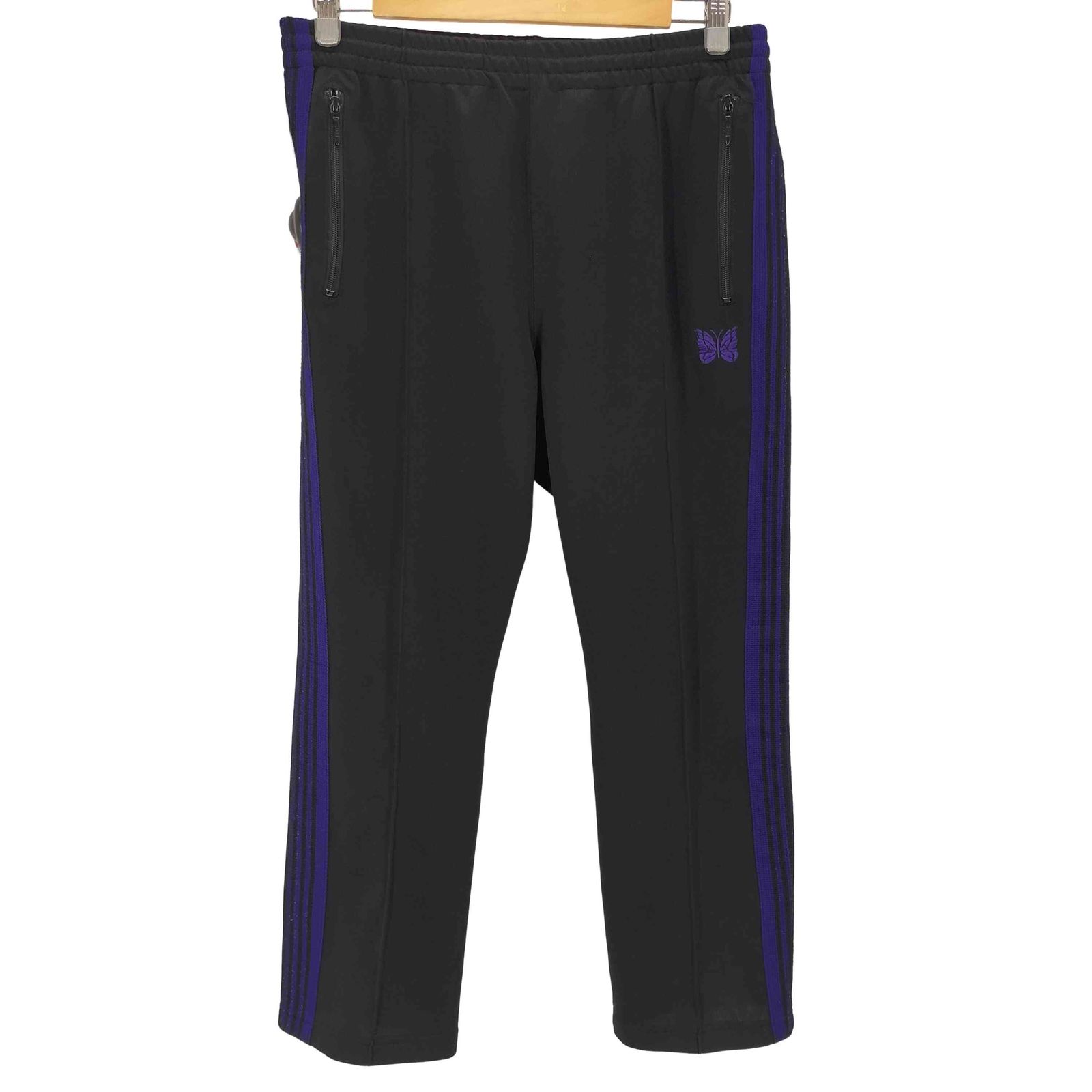 Needlesナロートラックパンツ M 黒/紫 ニードルズ Needles Narrow Track Pant - Poly Smooth ナロートラック