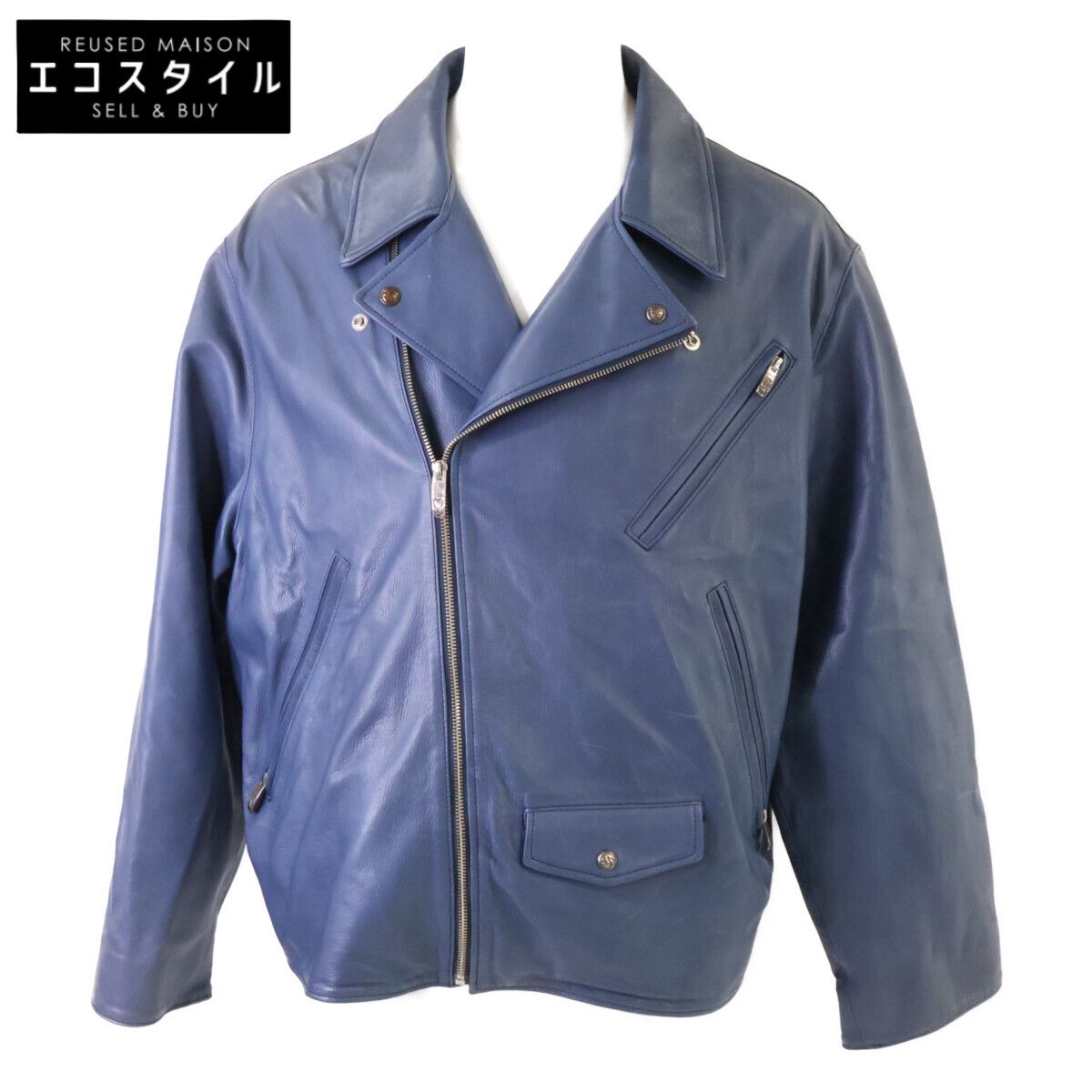 Porter Classic　ポータークラシック　PC-017-1962 RIDERS JACKET W/LOVE&PEACE SILVER カウレザー ダブルライダースジャケット　XXL