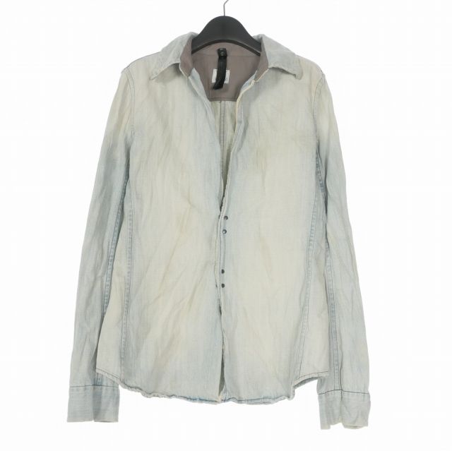 ダブルジェイケイ wjk 2 hook denim shirts シワ加工 フック ロングスリーブ デニムシャツ 長袖 S インディゴ 4424 dn12v