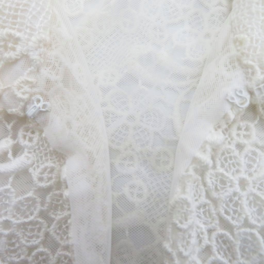 ルネ Rene ジャケット ショート丈 34 XS 白 総レース 七分袖