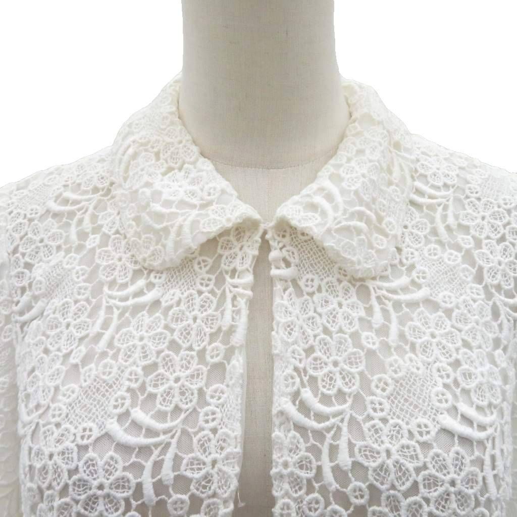 未使用品　René（ルネ）　レース　ジャケット　半袖 ルネ Rene ジャケット ショート丈 34 XS 白 総レース 七分袖
