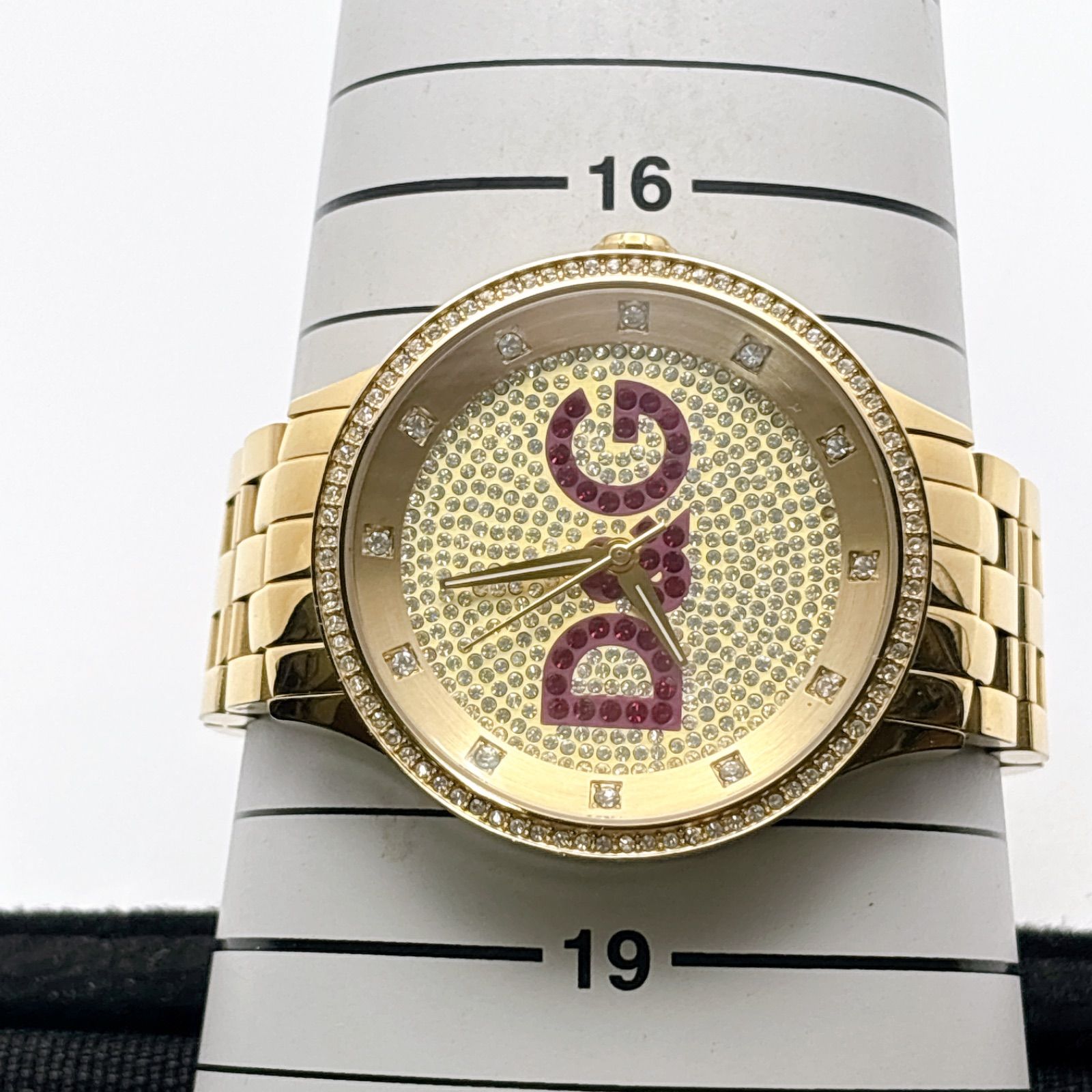 美品】D&G TIME 腕時計 ゴールド ラインストーン ビッグロゴ 342 