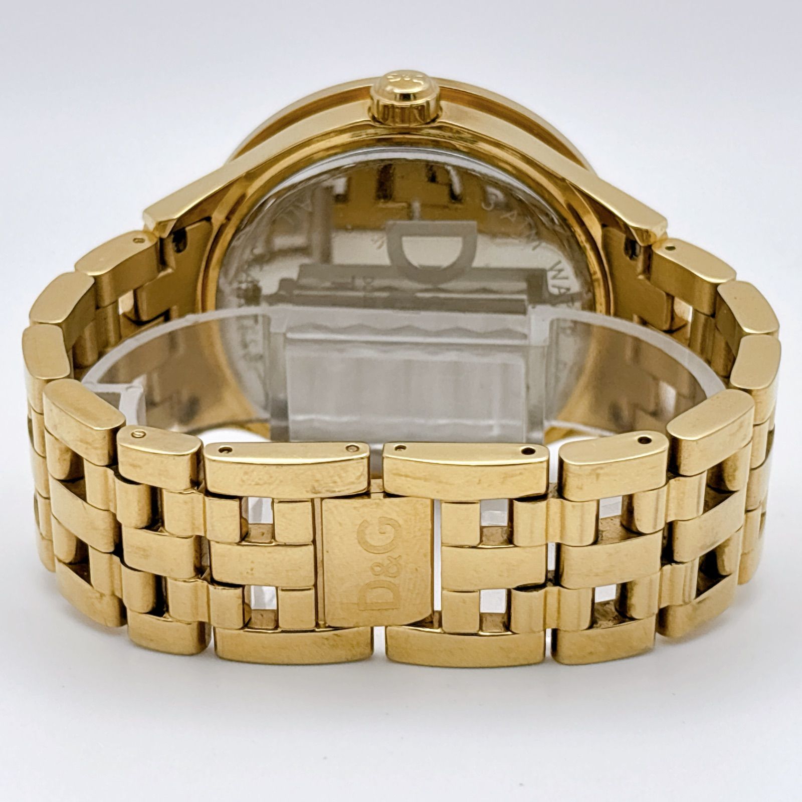 美品】D&G TIME 腕時計 ゴールド ラインストーン ビッグロゴ 342 