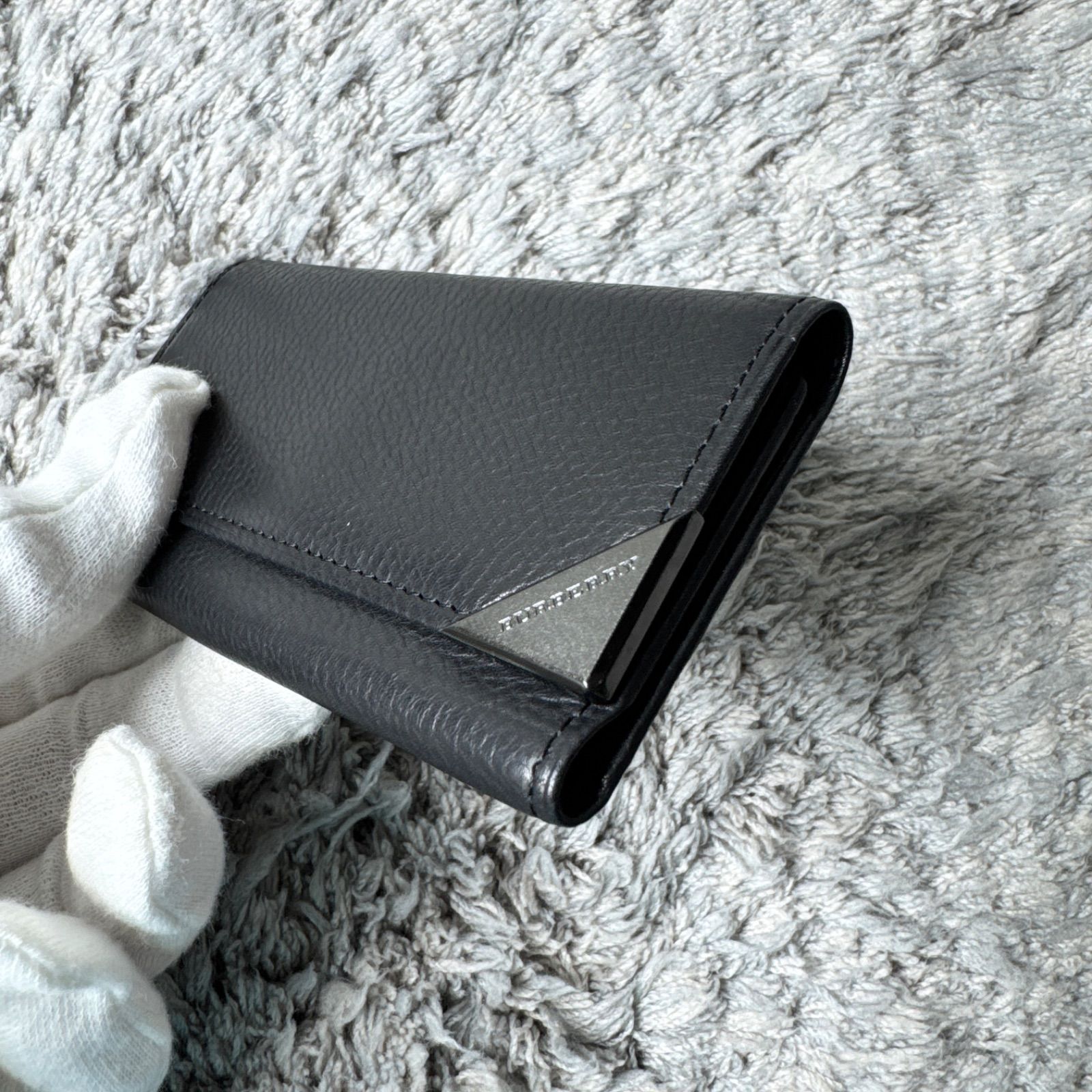 極美品】BURBERRY バーバリー キーケース レザー ブラック - メルカリ