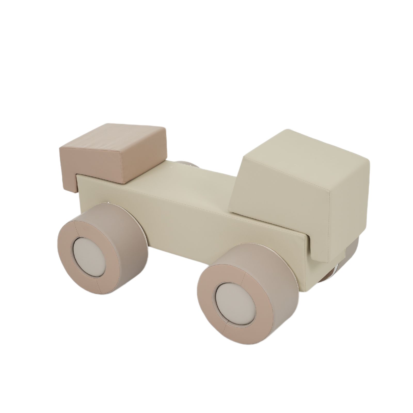 柔らかソフトブロック アスレチック遊具 室内キッズスペース ベージュ×ブラウン 面ファスナー連結 (1セット)【Beige+Brown・ベージュ】