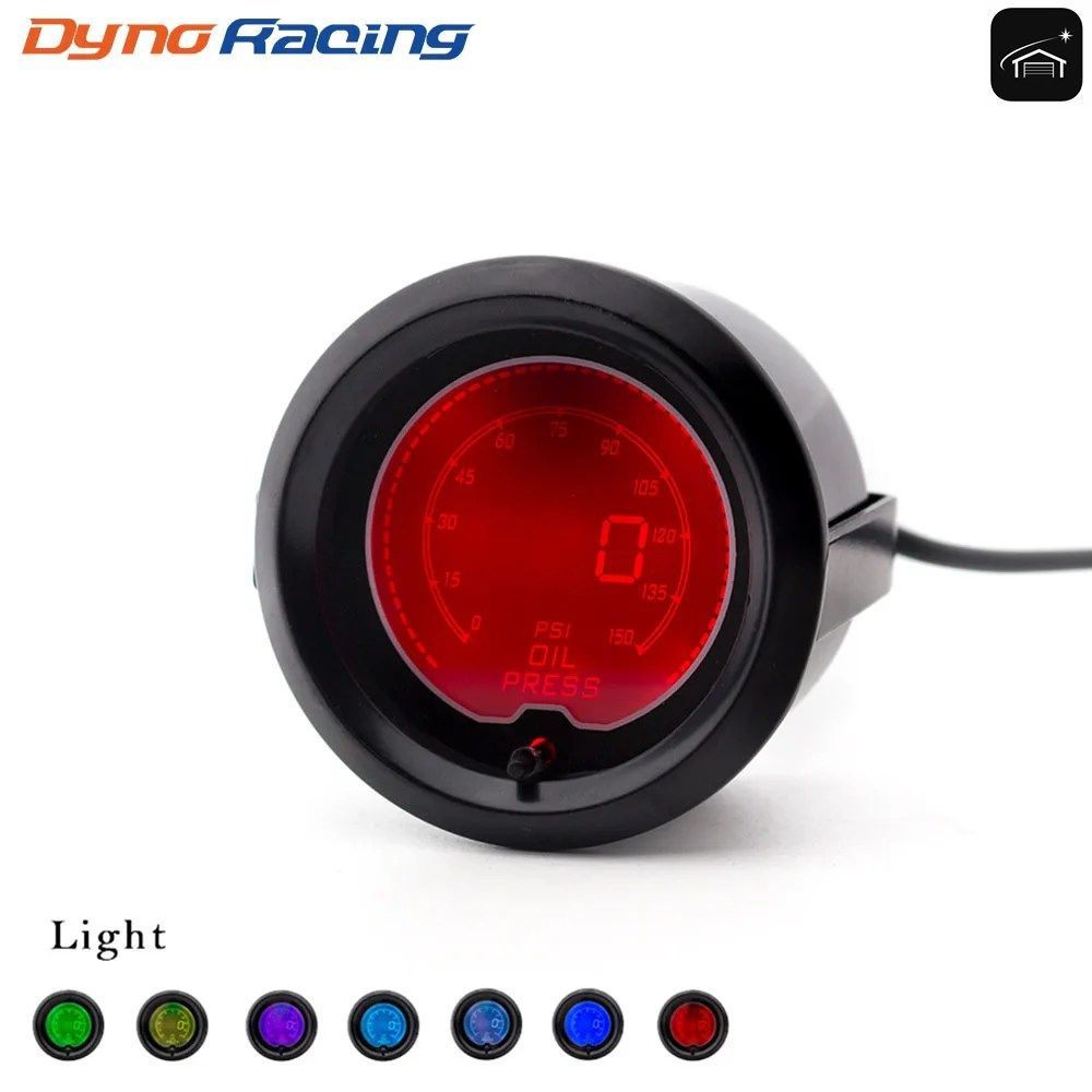 EVO 7 COLORS LCDオイルプレッシャーゲージ 2インチ 52mm カラフル 0-150 PSI デジタルオイル 油圧ゲージ EVOシリーズ 赤と青のデジタル 52mm (2 1/16インチ)