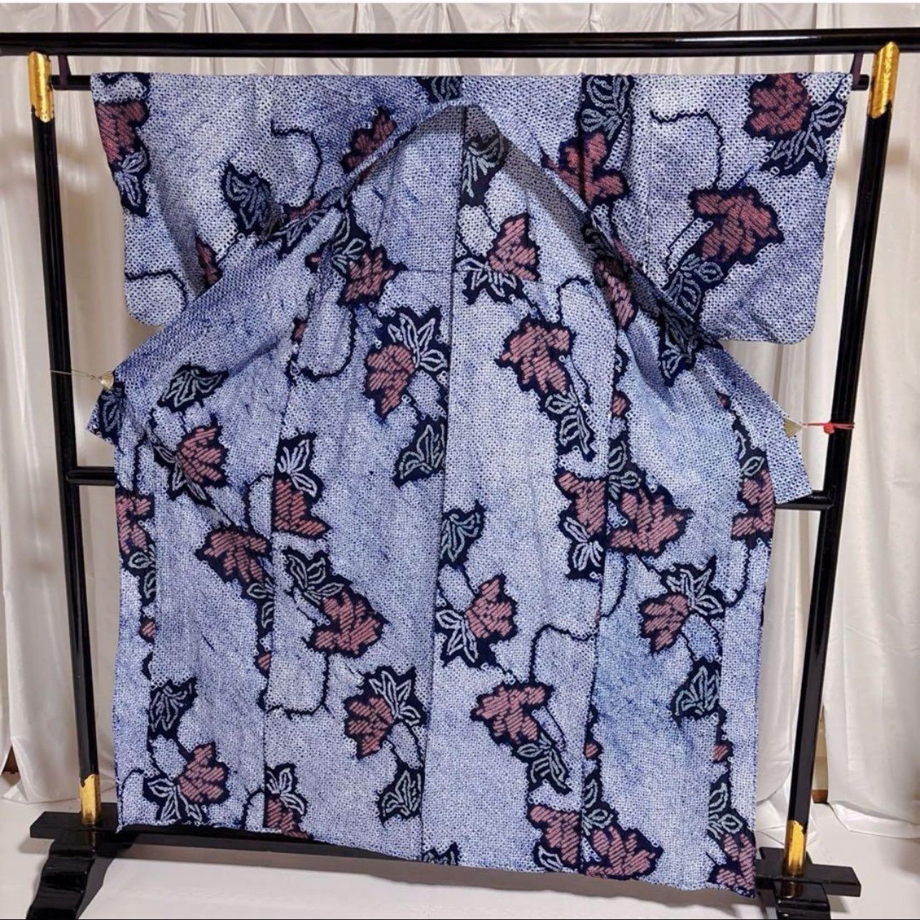 美品　有松絞り　綿浴衣　フルセット　半幅帯　夏帯締め　夏帯揚げ 有松絞り 浴衣 フルセット 半幅帯 夏帯締め 夏帯揚げ 身丈157 裄丈69