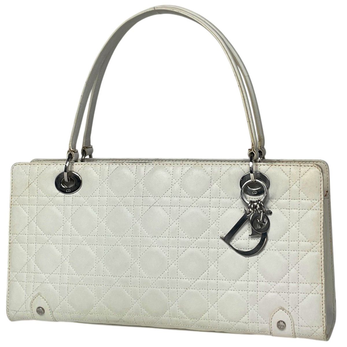 クリスチャンディオール Christian Dior カナージュ ハンドバッグ レザー ホワイト レディース 【中古】
