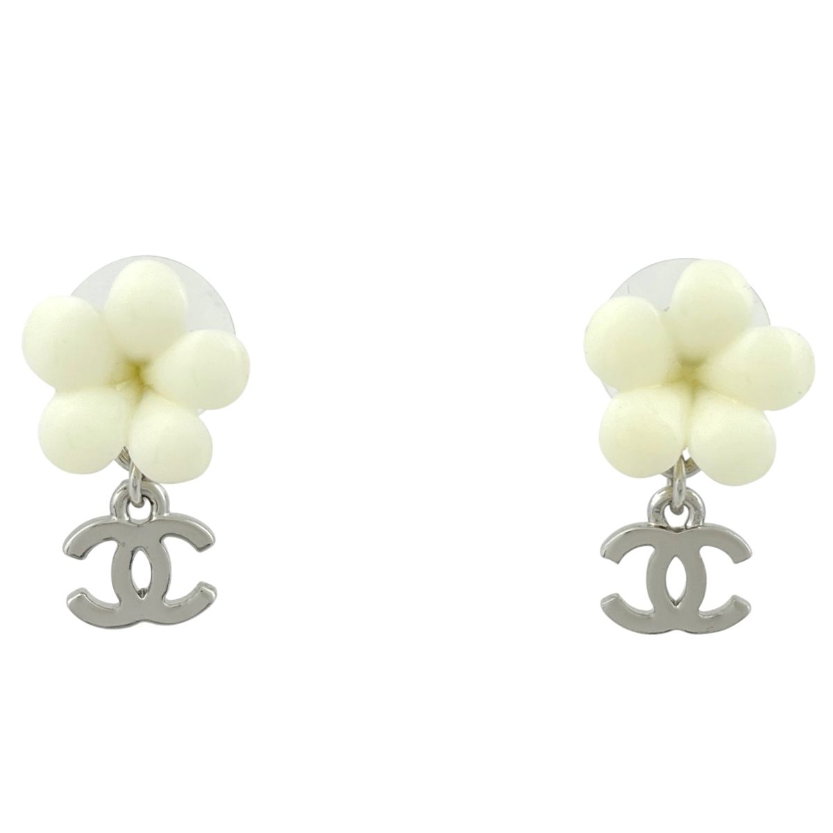 シャネル CHANEL ココマーク ピアス フラワー スイング シルバーメッキ 