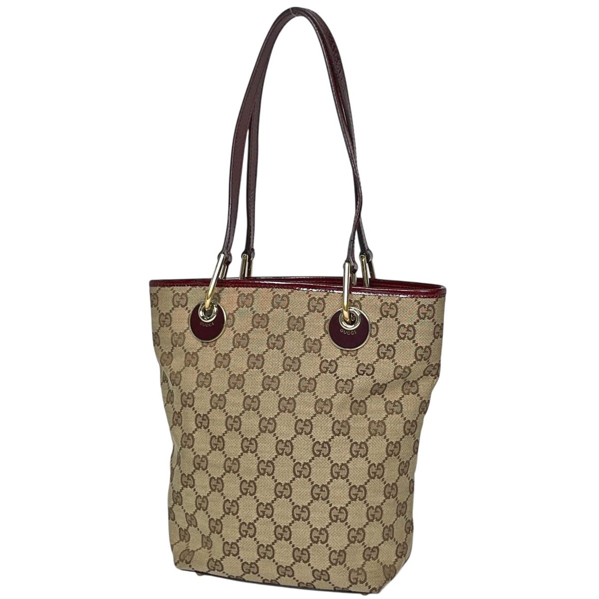 グッチ GUCCI GG柄 トートバッグ 肩掛け GGキャンバス ベージュ レッド 120840 レディース 【中古】