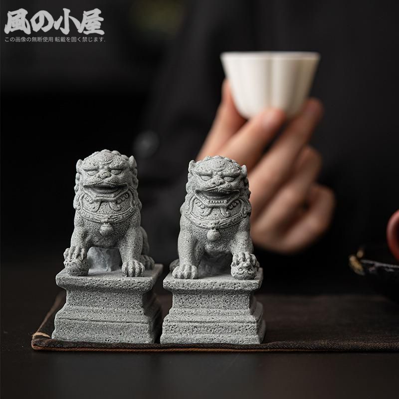 獅子 狛犬 置物 シーサー オブジェ 優雅 伝統的 運 金運 健康運 神棚