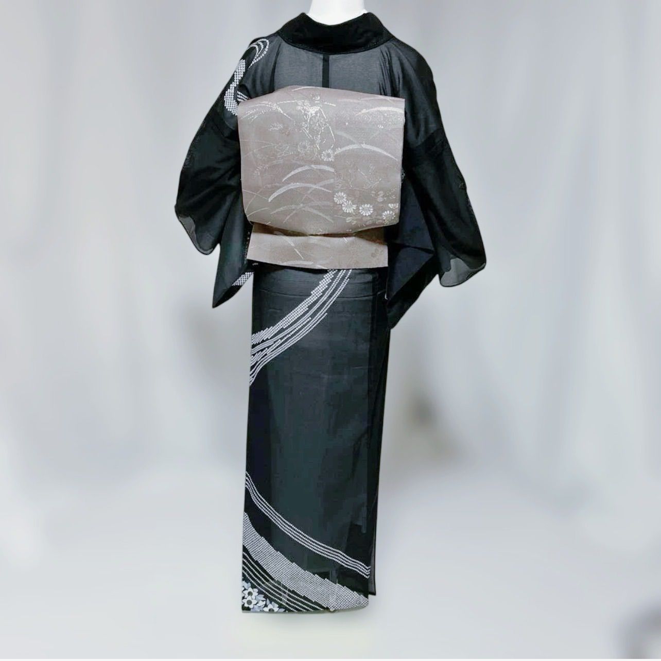 正絹　ますいわ屋　辻が花訪問着フルセット　新品着物+美品帯+美品帯締め+美品帯揚 超美品 辻が花意匠 絽 訪問着 フルセット 東レ 夏帯 夏帯締め 夏帯揚げ