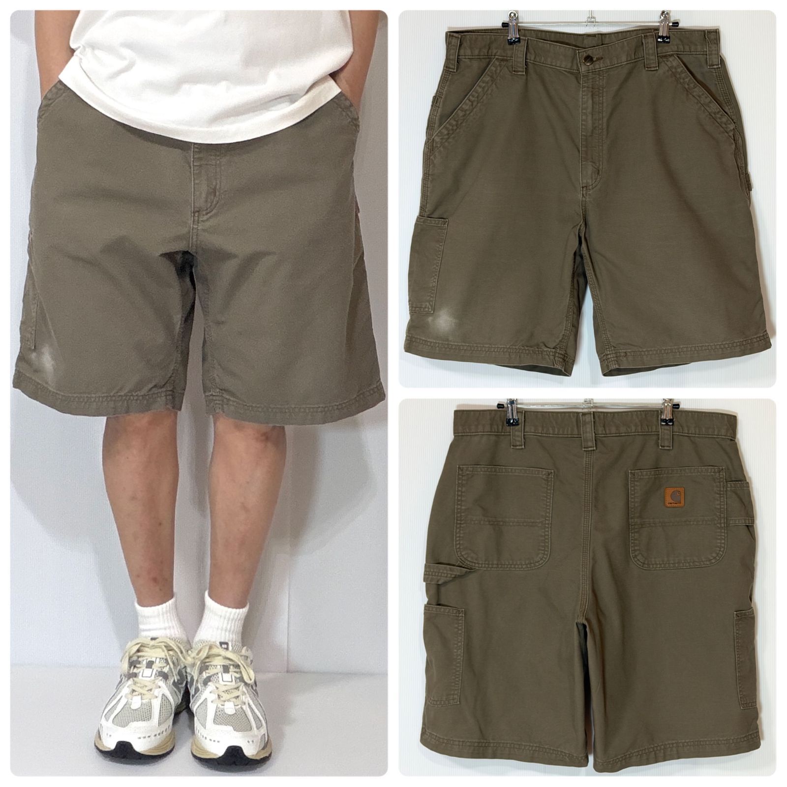 希少カラー Carhartt カーハート ライトダック ペインター ショートパンツ ショーツ B147 LBR 38 Original Fit W38 ライトブラウン ペインターパンツ ワークパンツ レアカラー 極太 ワイドバギー メキシコ製p26073675