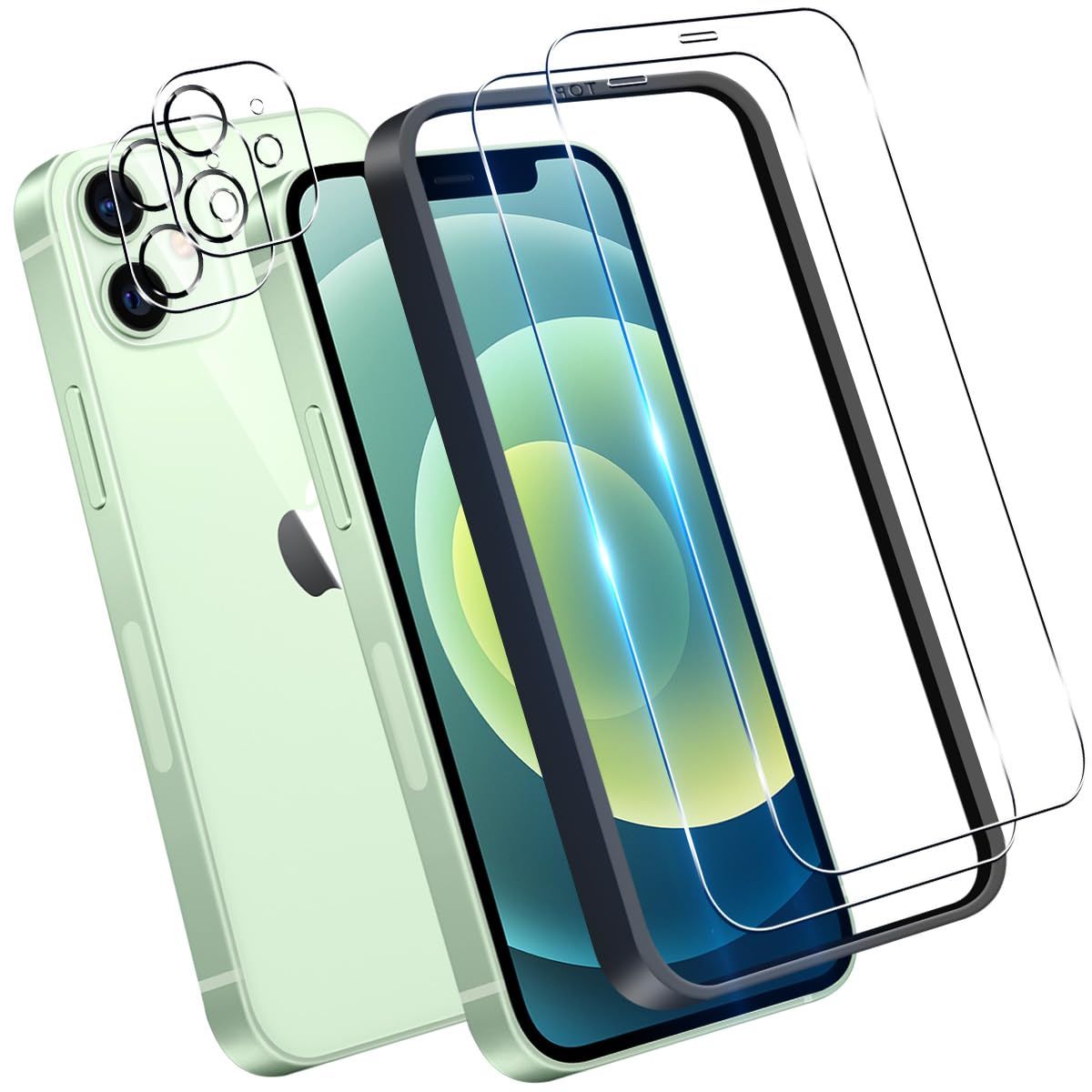 2+2 枚セット ガイド枠付き】 対応 iPhone 12 mini ガラスフィルム 2