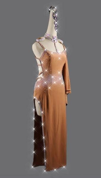新品 ラテンワンピースドレス　社交ダンス衣装 立体花 色変更可 オーダーメイド ダンスウェア ラテンダンス レディース 社交ダンス 舞台衣装 社交ダンス衣装