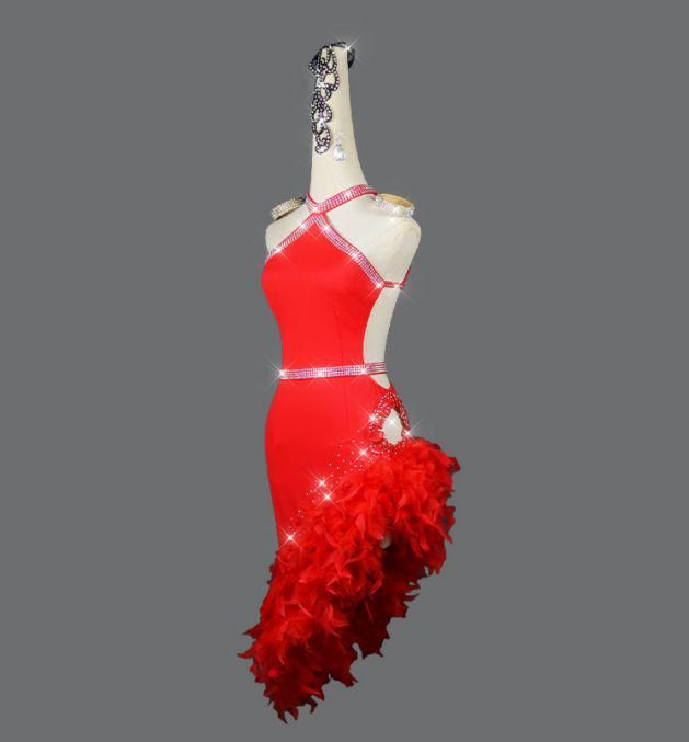 新品 社交ダンス衣装 羽毛フリルラテンワンピースドレス レッド オーダーメイド ダンスウェア ラテンダンス レディース 社交ダンス 舞台衣装 社交ダンス衣装 12,102円