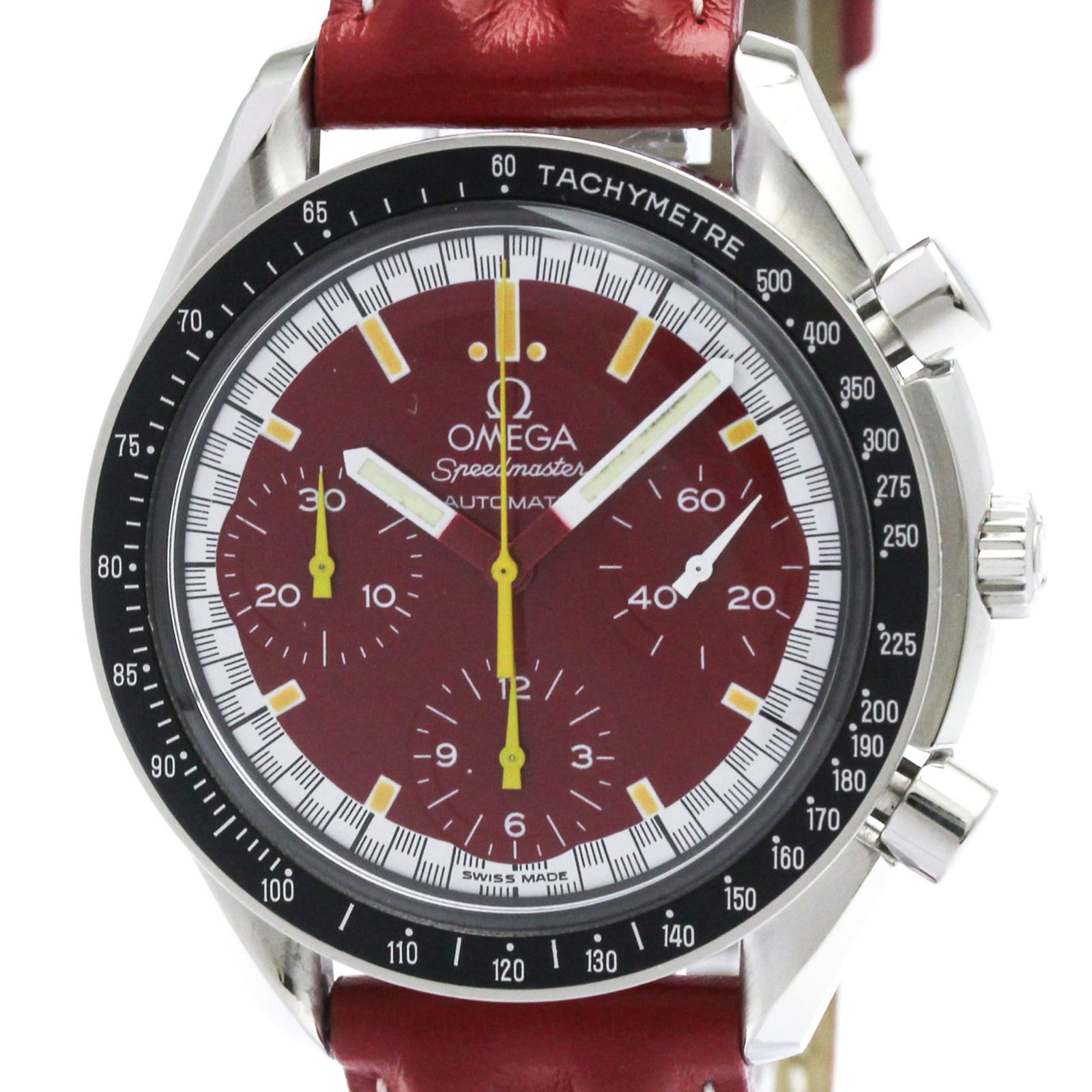 オメガ (OMEGA) スピードマスター ミハエル シューマッハ 赤文字盤 ステンレススチール レザー 自動巻き メンズ 時計 3510.61 (外装仕上げ済み) 224,900円